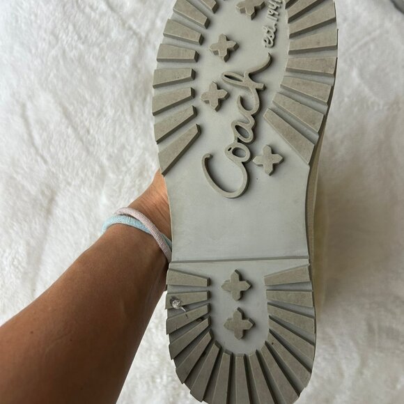 Coach Boots Womens 6 B Leonora Shearling White Leather Lace Up Fur Trim Ankle - Picture 9 of 9